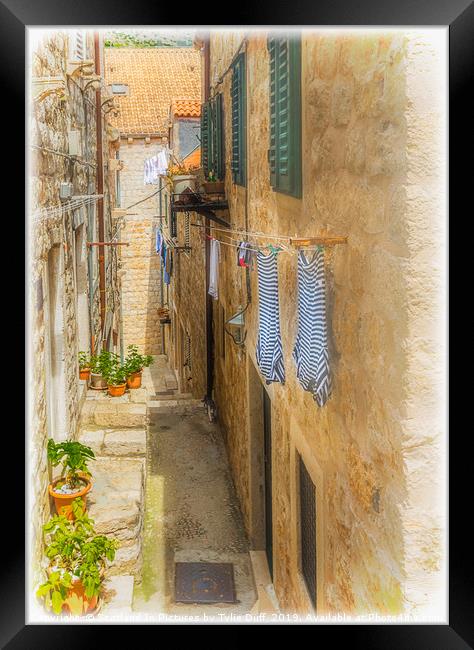 Wash Day in Dubrovnik Old Town Framed Print by Tylie Duff Photo Art