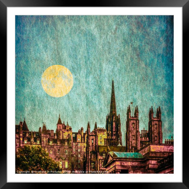 Moonlight Over Edinburgh Old Town Framed Mounted Print by Tylie Duff Photo Art