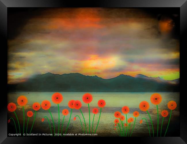 Fiery Poppy Sunset over The Sleeping Warrior on Ar Framed Print by Tylie Duff Photo Art