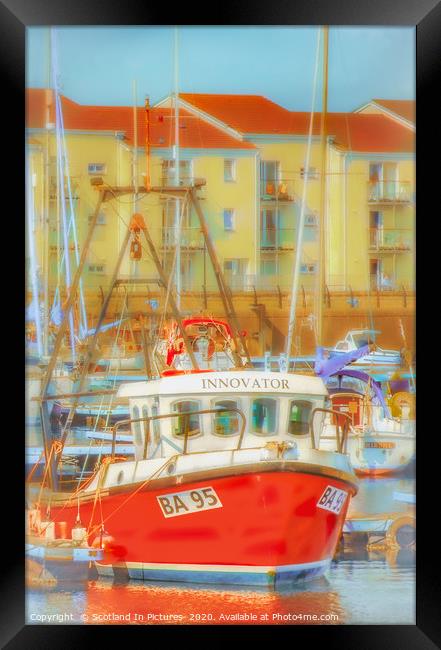 Red Fishing Boat In Ardrossan Harbour Framed Print by Tylie Duff Photo Art