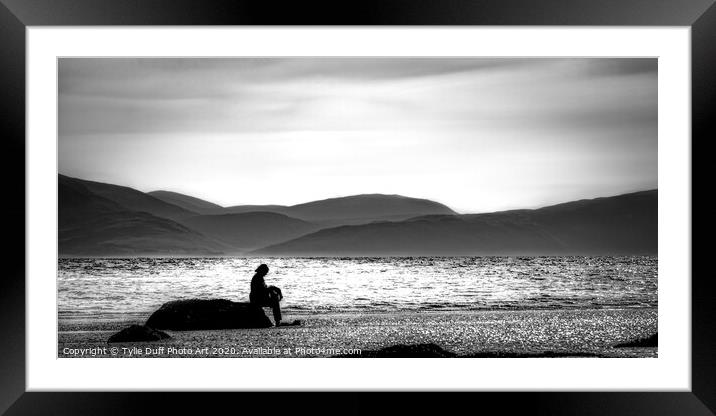 Monochrome Sunset On Seamill Beach Framed Mounted Print by Tylie Duff Photo Art
