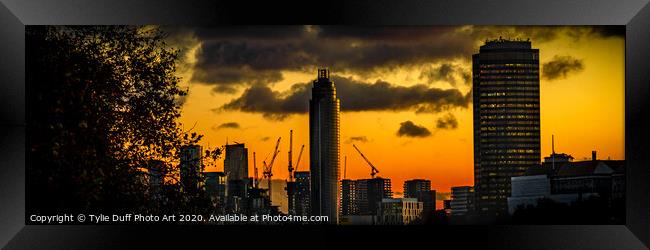 Fiery Sunset Over London Skyline Framed Print by Tylie Duff Photo Art