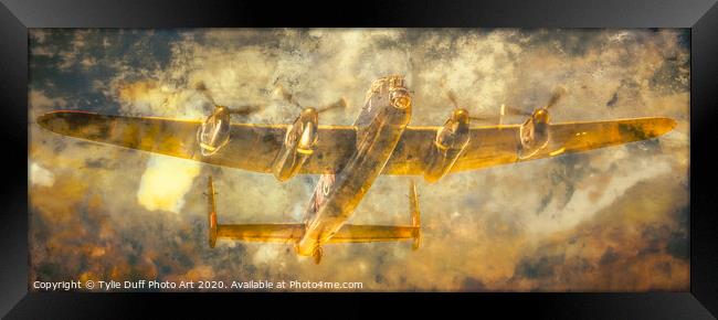 Lancaster Bomber In the Clouds Framed Print by Tylie Duff Photo Art
