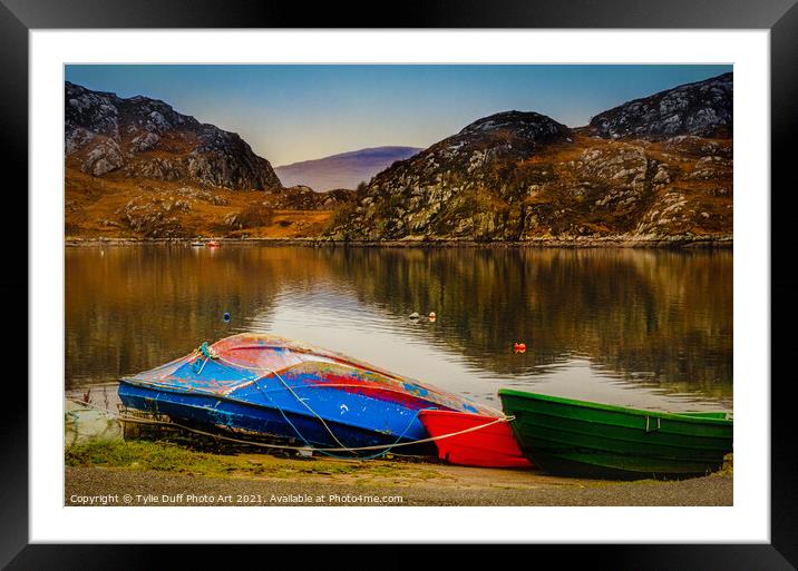 Boats At Daibaig In The Torridon Mountains Framed Mounted Print by Tylie Duff Photo Art