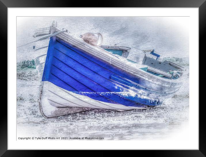 Dinghy On Fairlie Beach Framed Mounted Print by Tylie Duff Photo Art