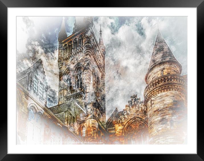 Glasgow University Clock Tower Framed Mounted Print by Tylie Duff Photo Art