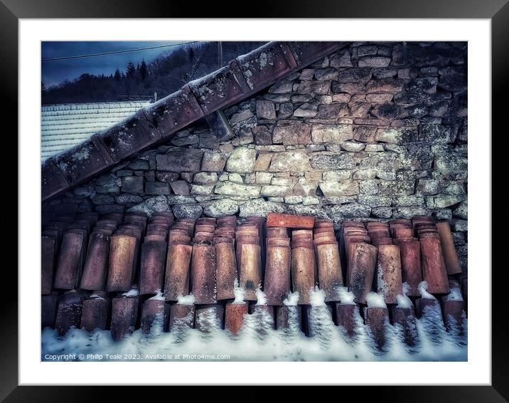 Traditional French Tiles, Winter Framed Mounted Print by Philip Teale