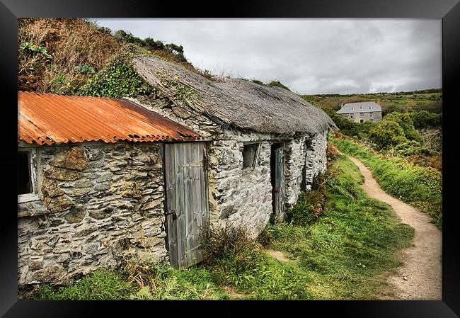 Fishermans Huts, Prussia Cove, Cornwall Framed Print by Brian Pierce