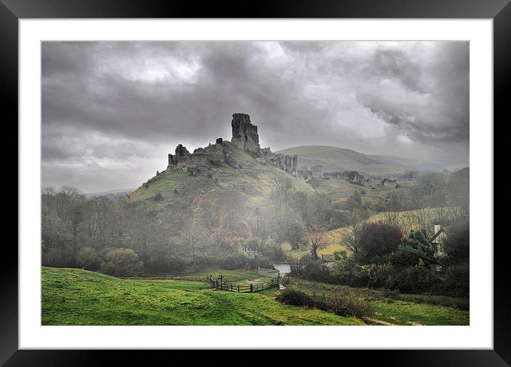  Corfe Castle in the mist Framed Mounted Print by Brian Pierce