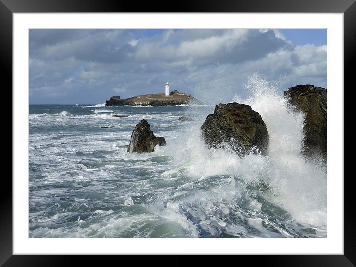  Godrevy Lighthouse, St Ives Bay, Cornwall Framed Mounted Print by Brian Pierce