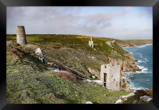 Engine houses at Wheal Trewavas, Cornwall Framed Print by Brian Pierce