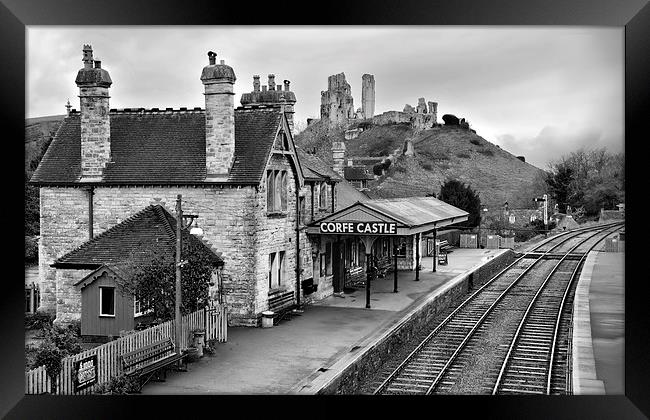 Corfe Castle Railway Station, Dorset Framed Print by Brian Pierce