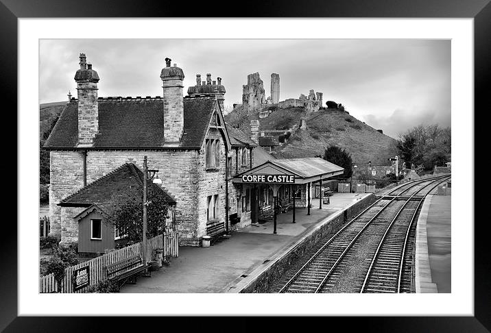 Corfe Castle Railway Station, Dorset Framed Mounted Print by Brian Pierce