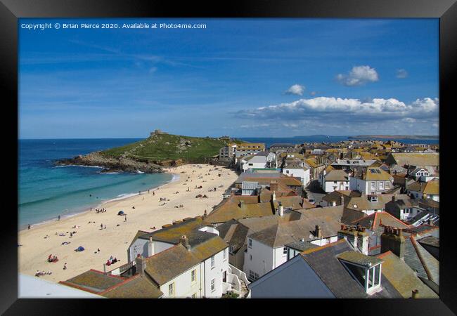 St Ives Rooftops Framed Print by Brian Pierce