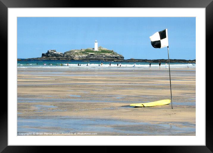 Godrevy Lighthouse, Gwithian, Hayle, Cornwall  Framed Mounted Print by Brian Pierce