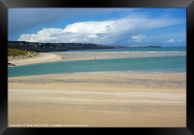 Hayle Beach and St Ives Bay Framed Print by Brian Pierce