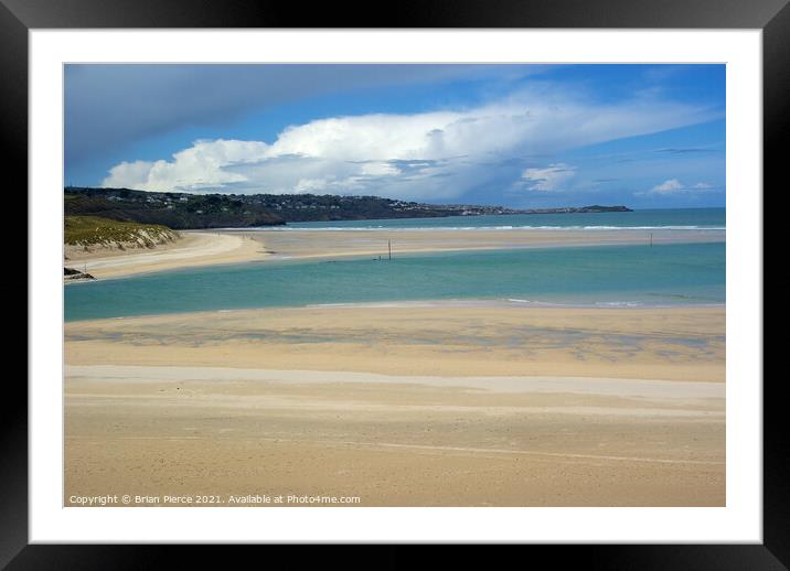 Hayle Beach and St Ives Bay Framed Mounted Print by Brian Pierce