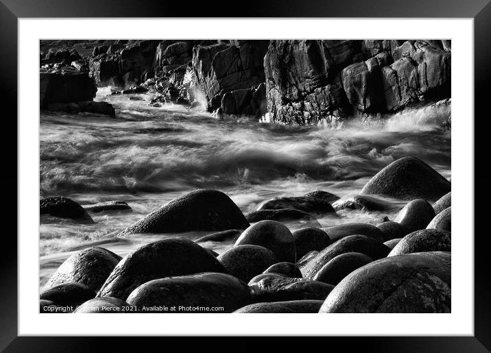 Rocks on the beach at Poerth Navern, Cornwall  (Mo Framed Mounted Print by Brian Pierce