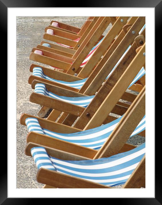 Deck Chairs at St Ives, Cornwall Framed Mounted Print by Brian Pierce