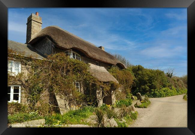 Thatched Cottage, Penberth Cove, Cornwall Framed Print by Brian Pierce