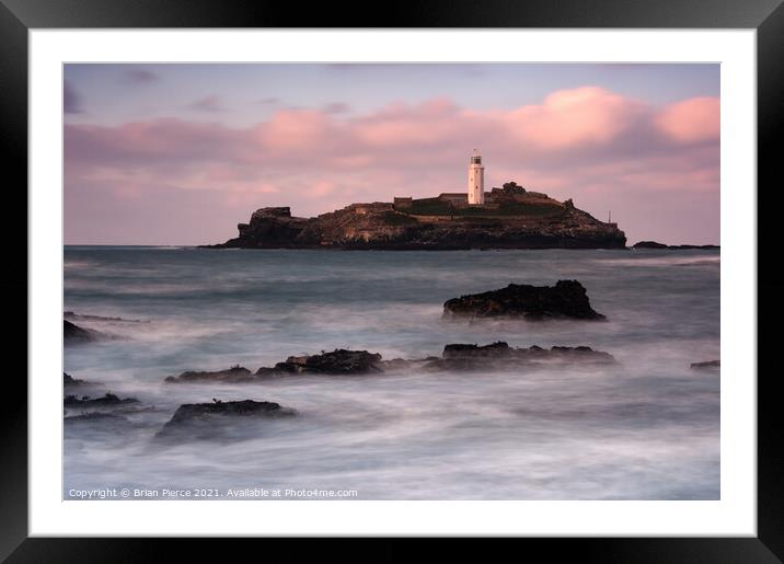Godrevy Lighthouse, Hayle, St Ives Bay, Cornwall  Framed Mounted Print by Brian Pierce