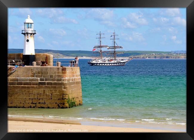 Sail Training vessel Stavros S Niarchos at St Ives Framed Print by Brian Pierce