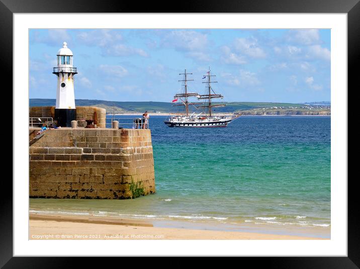 Sail Training vessel Stavros S Niarchos at St Ives Framed Mounted Print by Brian Pierce