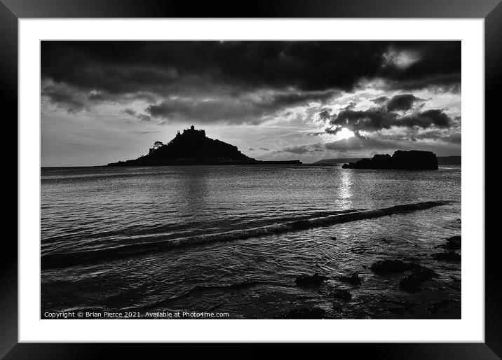 St Michael's Mount, Cornwall - Monochrome  Framed Mounted Print by Brian Pierce