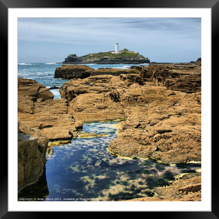 Godrevy lighthouse, Cornwall Framed Mounted Print by Brian Pierce