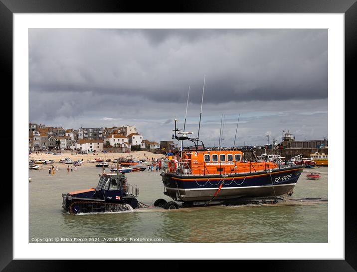 St Ives Lifeboat, Cornwall Framed Mounted Print by Brian Pierce