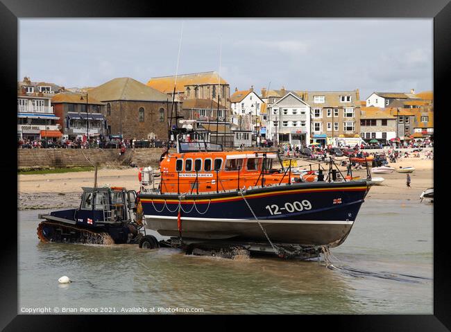 St Ives Lifeboat, Cornwall Framed Print by Brian Pierce