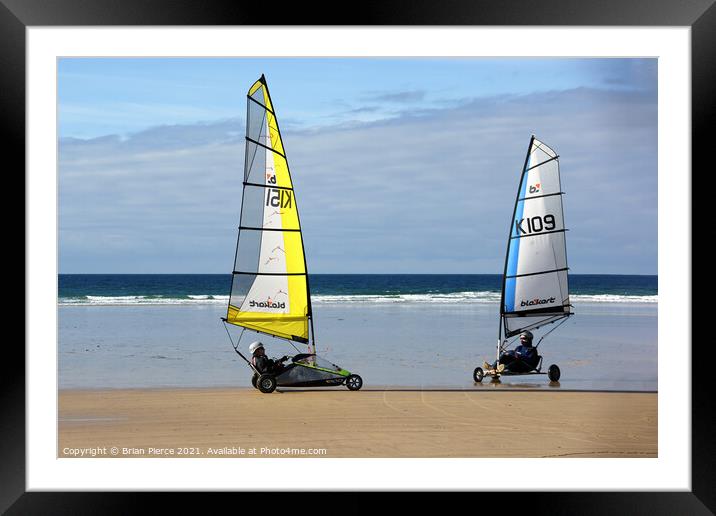 Sand Yachts on Gwithian Beach, Hayle, Cornwall  Framed Mounted Print by Brian Pierce