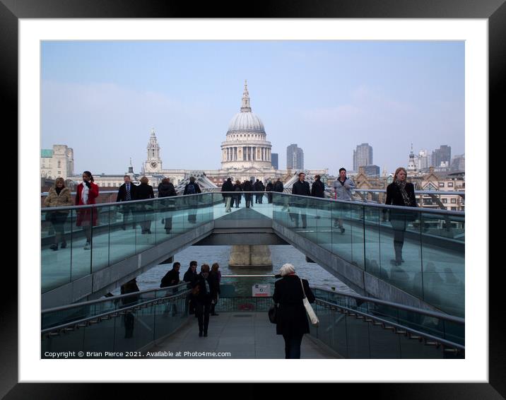 Millennium Bridge, and St Paul's Cathedral, London Framed Mounted Print by Brian Pierce