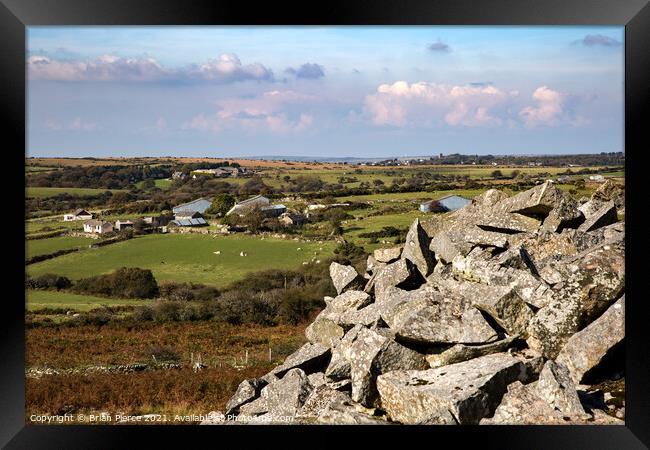 The view from Carbilly Tor towards St Breward, Bod Framed Print by Brian Pierce