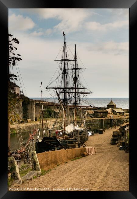 Charlestown Historic Harbour, Cornwall Framed Print by Brian Pierce