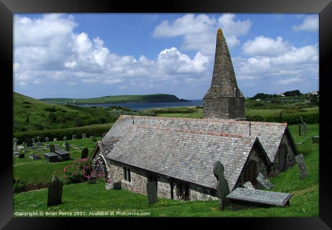 St Enadoc Church, Trebetherick, North Cornwall Framed Print by Brian Pierce