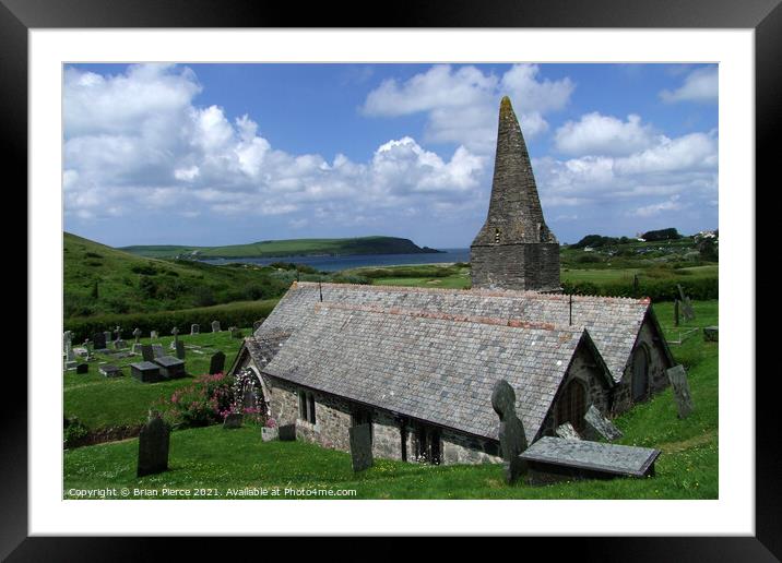St Enadoc Church, Trebetherick, North Cornwall Framed Mounted Print by Brian Pierce