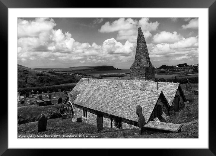 St Enadoc Church, Trebetherick, North Cornwall, Mo Framed Mounted Print by Brian Pierce