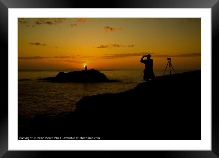 Sunset at Godrevy Lighthouse, Cornwall Framed Mounted Print by Brian Pierce