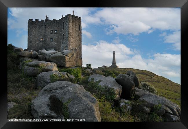 Carn Brea Castle and the Basset Monument. Redruth, Framed Print by Brian Pierce