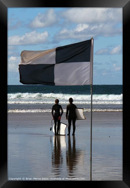 Waiting for the Surf Framed Print by Brian Pierce