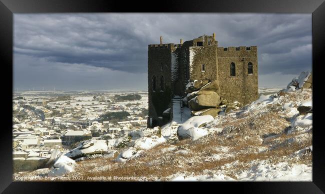 Carn Brea Castle in Winter Framed Print by Brian Pierce