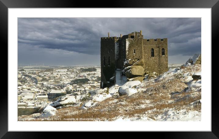 Carn Brea Castle in Winter Framed Mounted Print by Brian Pierce