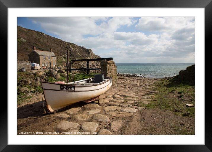 Boat on the slipway at Penberth, Cornwall Framed Mounted Print by Brian Pierce