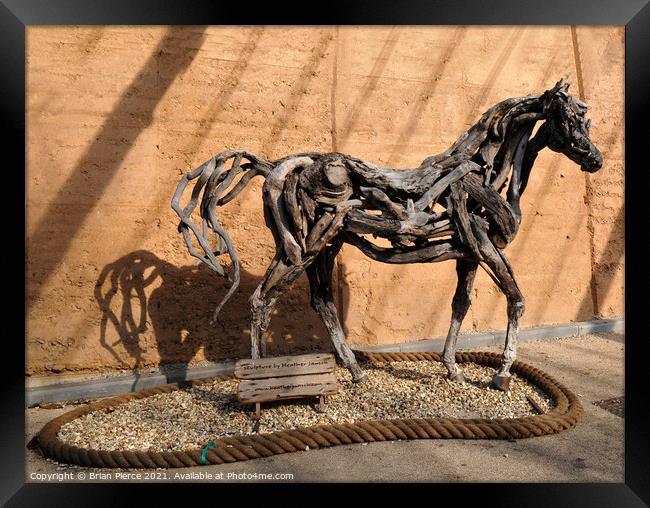 Wooden Horse Sculpture Framed Print by Brian Pierce