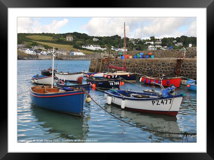 Boats at Coverack, Cornwall Framed Mounted Print by Brian Pierce