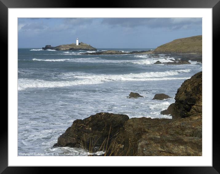 Godrevy Lighthouse, St Ives Bay, Cornwall Framed Mounted Print by Brian Pierce