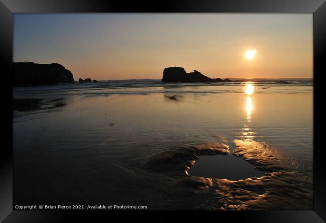 Sunset at Perranporth, Cornwall Framed Print by Brian Pierce
