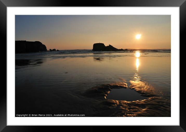 Sunset at Perranporth, Cornwall Framed Mounted Print by Brian Pierce