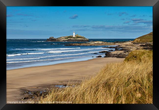 Godrevy Lighthouse, Gwithian, Hayle, Cornwall  Framed Print by Brian Pierce